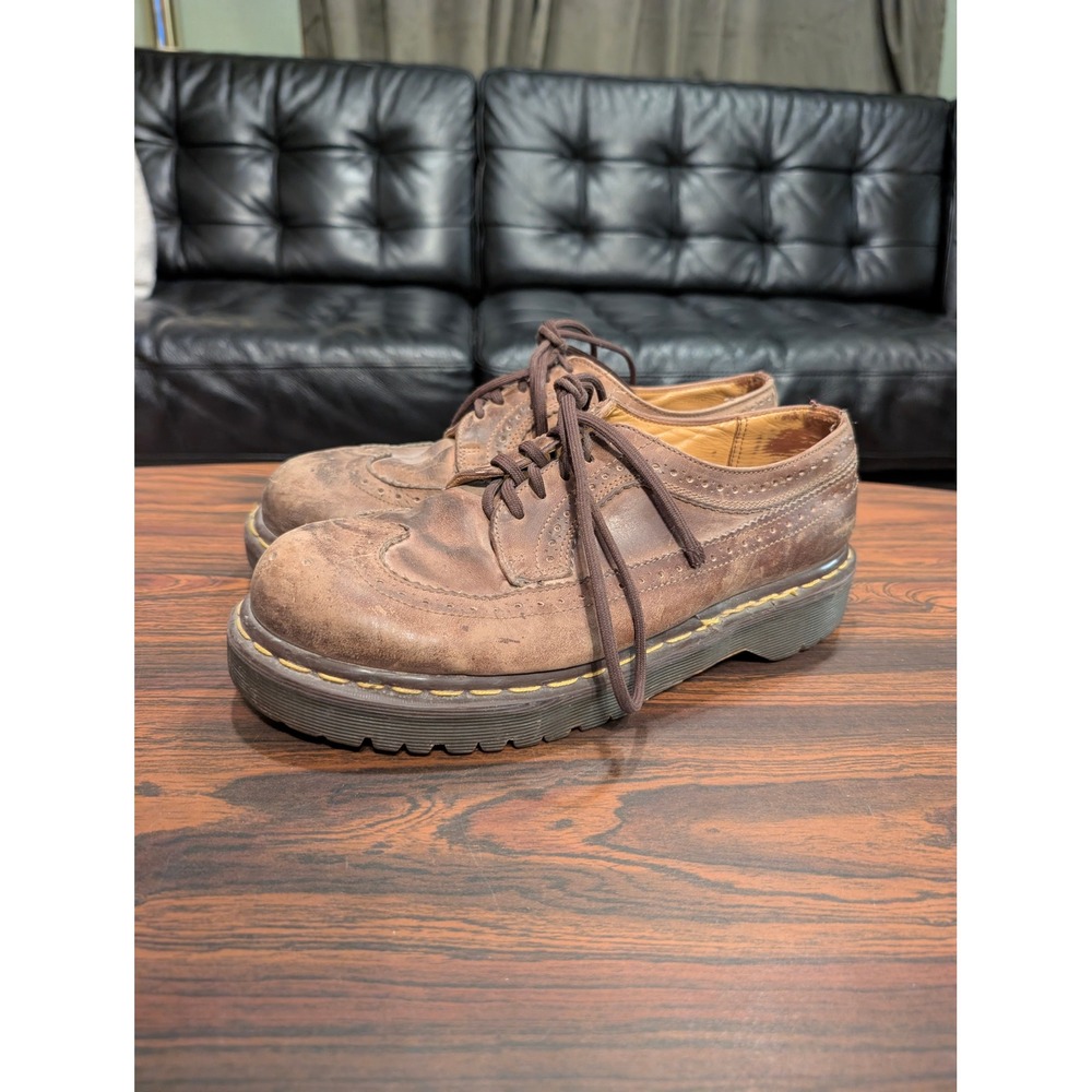 Dr Martens Made in England Brown Leather Wingtip Brogue Oxfords UK 8 US Mens 9